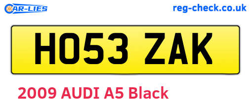 HO53ZAK are the vehicle registration plates.