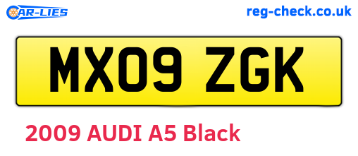 MX09ZGK are the vehicle registration plates.