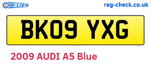 BK09YXG are the vehicle registration plates.