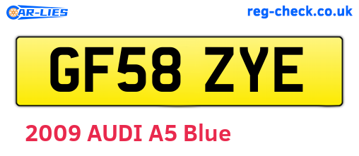 GF58ZYE are the vehicle registration plates.