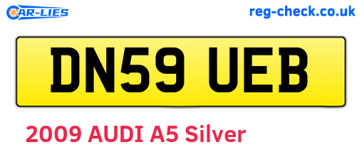 DN59UEB are the vehicle registration plates.