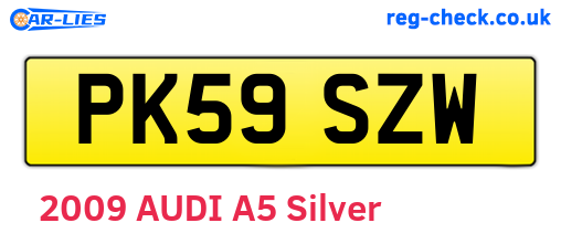 PK59SZW are the vehicle registration plates.