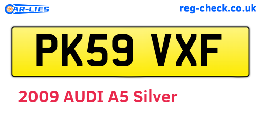 PK59VXF are the vehicle registration plates.