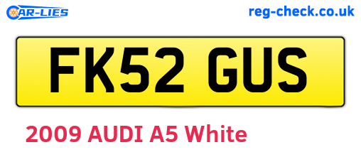 FK52GUS are the vehicle registration plates.