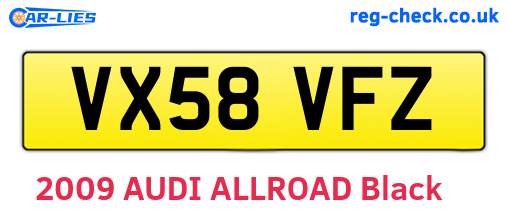 VX58VFZ are the vehicle registration plates.