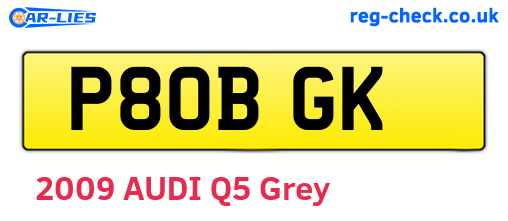 P80BGK are the vehicle registration plates.