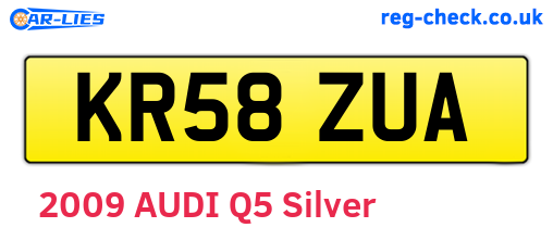 KR58ZUA are the vehicle registration plates.