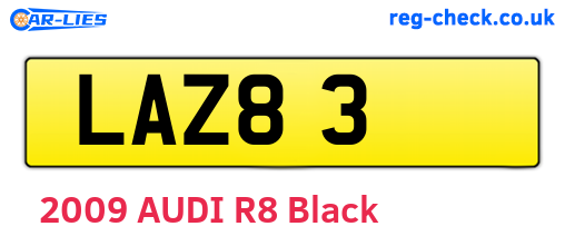 LAZ83 are the vehicle registration plates.