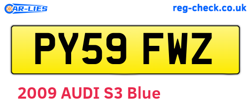 PY59FWZ are the vehicle registration plates.