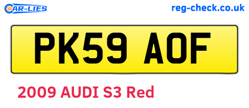 PK59AOF are the vehicle registration plates.
