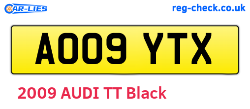 AO09YTX are the vehicle registration plates.