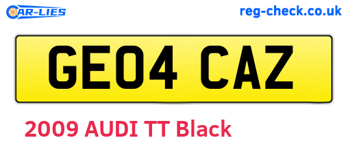 GE04CAZ are the vehicle registration plates.