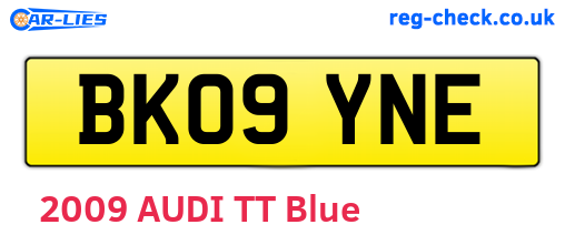 BK09YNE are the vehicle registration plates.