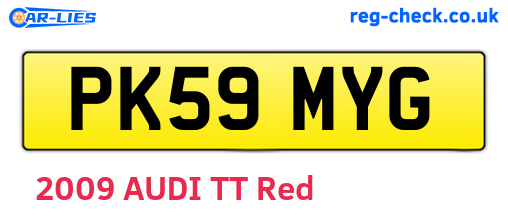 PK59MYG are the vehicle registration plates.