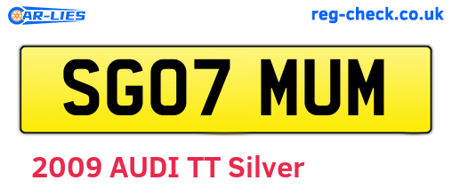 SG07MUM are the vehicle registration plates.
