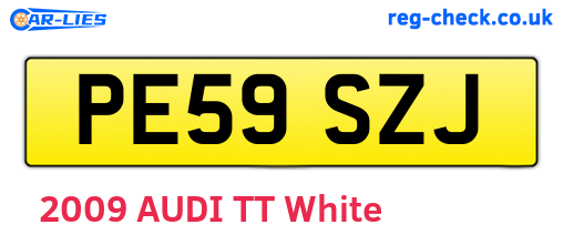 PE59SZJ are the vehicle registration plates.