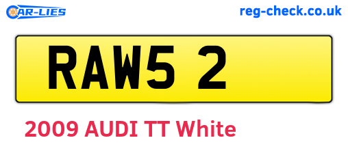 RAW52 are the vehicle registration plates.