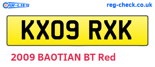 KX09RXK are the vehicle registration plates.