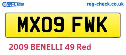 MX09FWK are the vehicle registration plates.