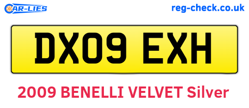 DX09EXH are the vehicle registration plates.