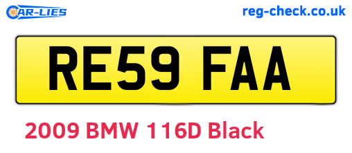 RE59FAA are the vehicle registration plates.