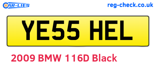 YE55HEL are the vehicle registration plates.