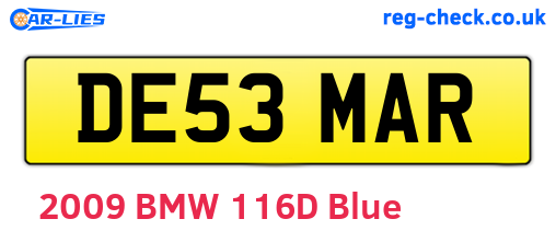 DE53MAR are the vehicle registration plates.