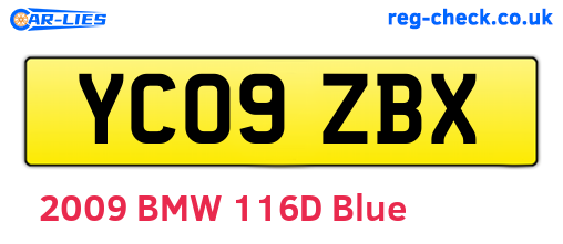 YC09ZBX are the vehicle registration plates.