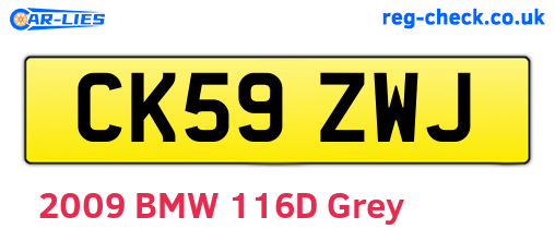 CK59ZWJ are the vehicle registration plates.
