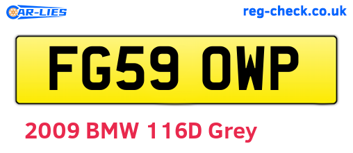 FG59OWP are the vehicle registration plates.