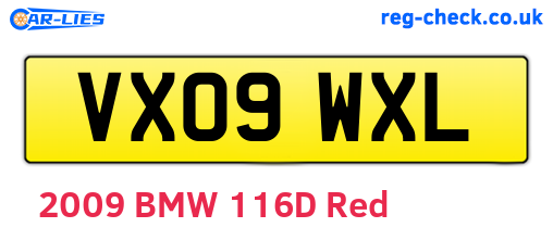 VX09WXL are the vehicle registration plates.