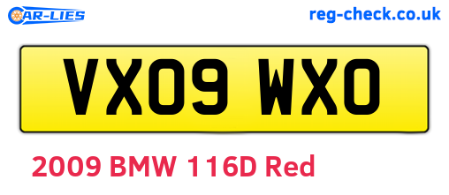 VX09WXO are the vehicle registration plates.
