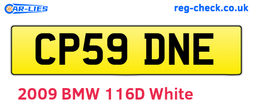 CP59DNE are the vehicle registration plates.