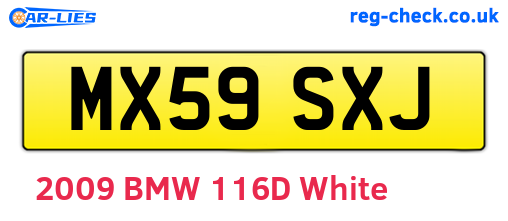 MX59SXJ are the vehicle registration plates.