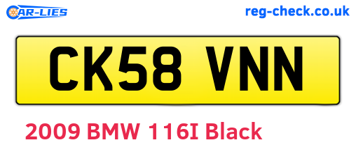 CK58VNN are the vehicle registration plates.