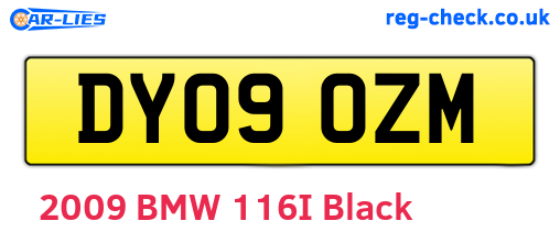 DY09OZM are the vehicle registration plates.
