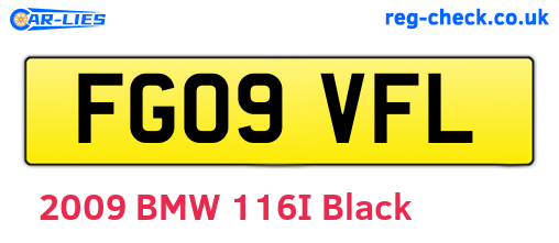 FG09VFL are the vehicle registration plates.