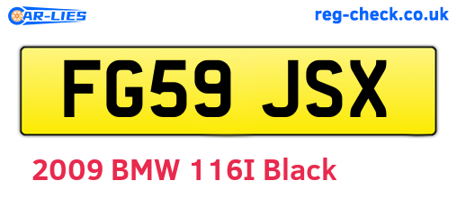 FG59JSX are the vehicle registration plates.