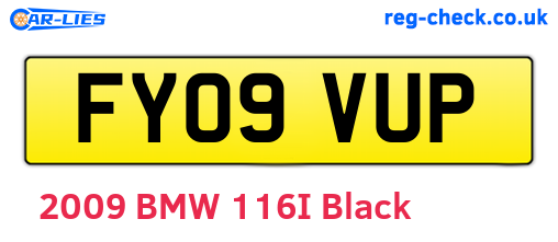 FY09VUP are the vehicle registration plates.