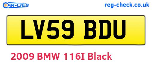 LV59BDU are the vehicle registration plates.