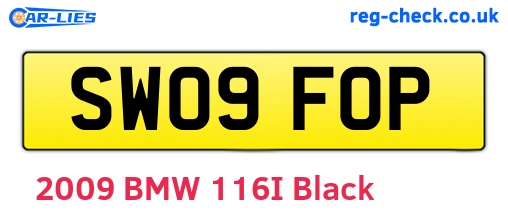 SW09FOP are the vehicle registration plates.