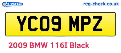 YC09MPZ are the vehicle registration plates.