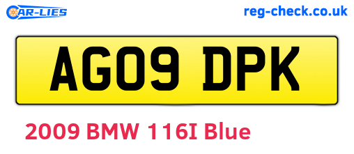 AG09DPK are the vehicle registration plates.