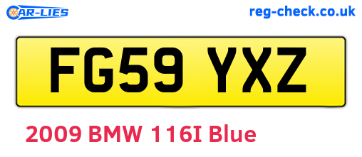 FG59YXZ are the vehicle registration plates.