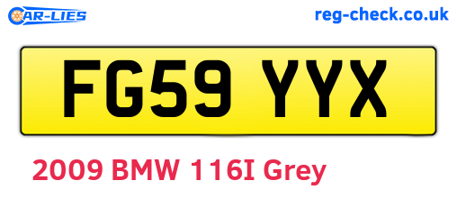 FG59YYX are the vehicle registration plates.