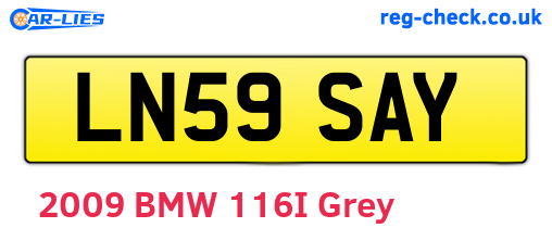 LN59SAY are the vehicle registration plates.