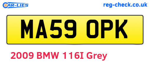 MA59OPK are the vehicle registration plates.