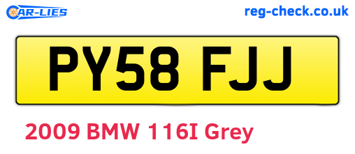 PY58FJJ are the vehicle registration plates.
