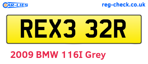 REX332R are the vehicle registration plates.