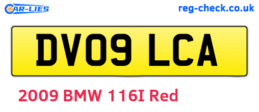 DV09LCA are the vehicle registration plates.